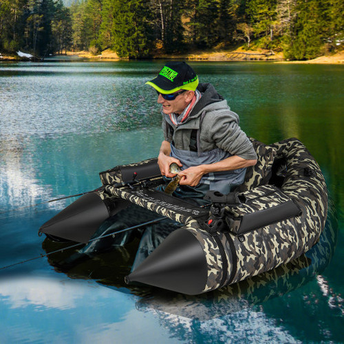350 Lbs Inflatable Fishing Float Tube With Adjustable Backrest And Backpack Straps Camouflage Ft10004Au By Cw