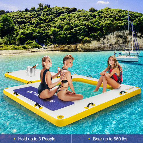 8 Ft X 8 Ft Inflatable Dock Platform With Mesh Swim Lounge Sp38187 By Cw