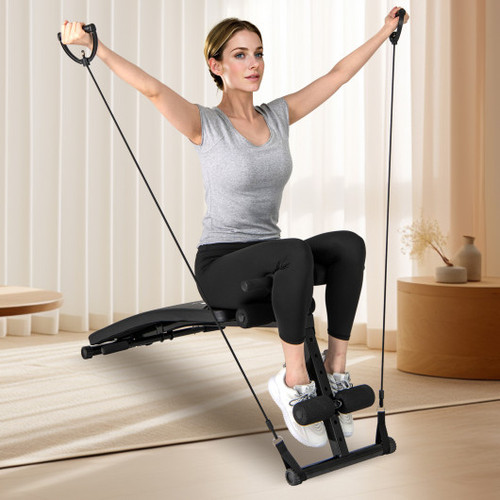 Adjustable Decline Sit Up Bench For Exercise For Home Gym With Speed Ball And 2 Resistance Bands Sp38235 By Cw