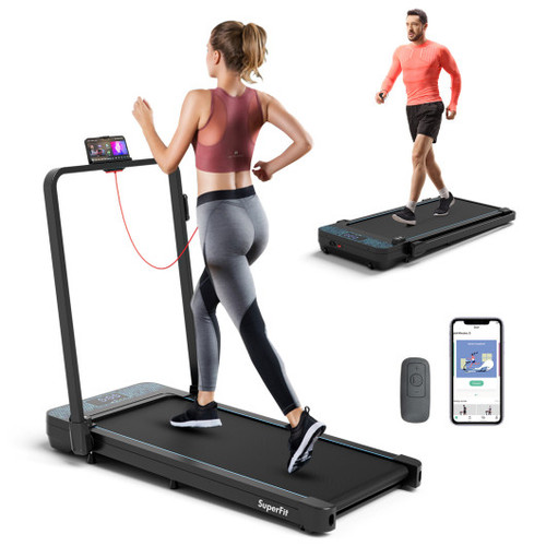 2 In 1 Folding Treadmill With 300 Lbs Capacity And Remote Control For Home Black Sp38240Us Bk By Cw
