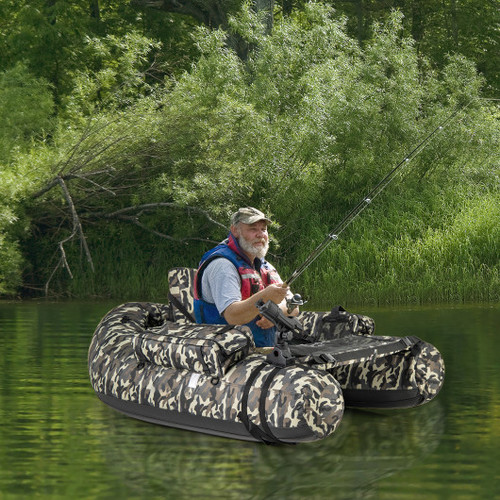 Inflatable Float Tube With Fish Ruler Rod Holder And Storage Pockets Camouflage Ft10003Au By Cw