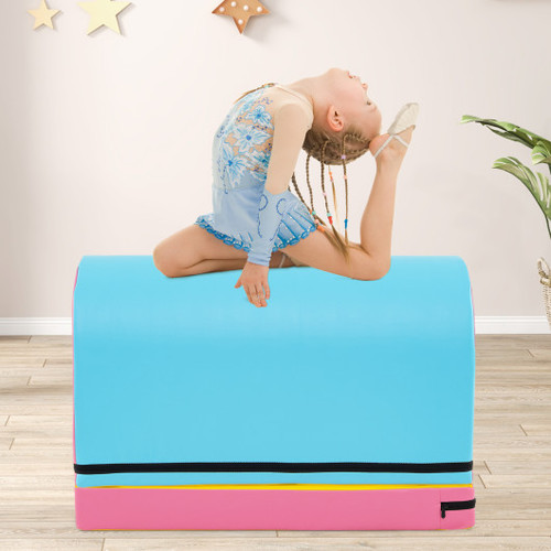 Gymnastics Vaulting Box With Detachable Mat Carrying Handle For Kids Blue Fh10118Be By Cw