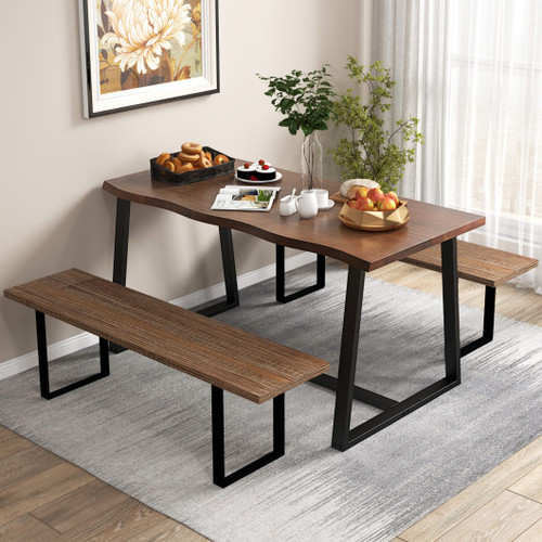 63 Large Dining Table With Wavy Edge And Heavy Duty Metal Frame Coffee Jv11565Cf By Cw