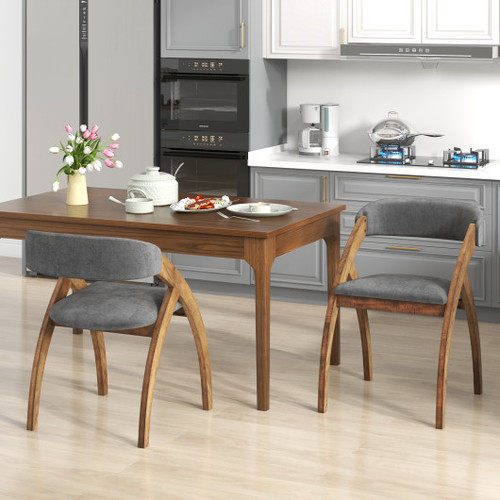 Dining Chair Set Of 2 With Padded Cushion And Curved Back For Living Room Walnut Kc57145Wn By Cw