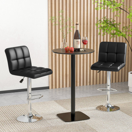 Modern Bat Stools Set Of 2 With Back And Heavy Duty Metal Base And Footrest Black Jv12125Bk By Cw