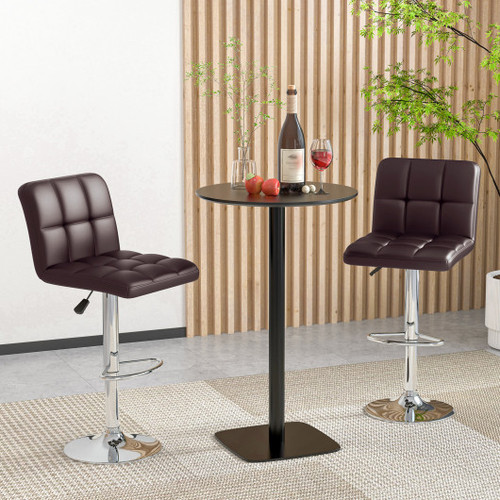 Modern Bat Stools Set Of 2 With Back And Heavy Duty Metal Base And Footrest Brown Jv12125Bn By Cw