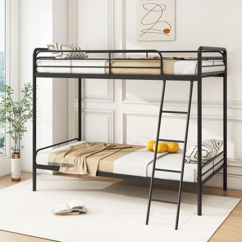 Heavy Duty Metal Bunk Bed With Ladder And Safety Guardrails Black Hu10844Dk T By Cw