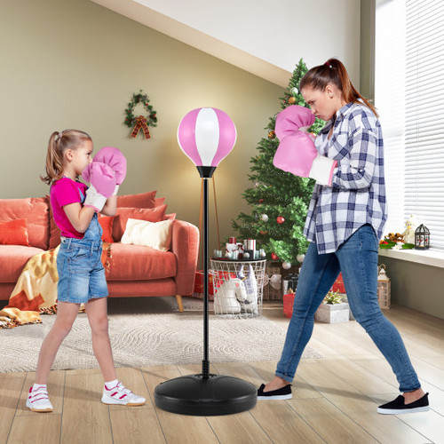 Kids Adjustable Stand Punching Bag Toy Set With Boxing Glove And Base Pink Ty564096Pi By Cw