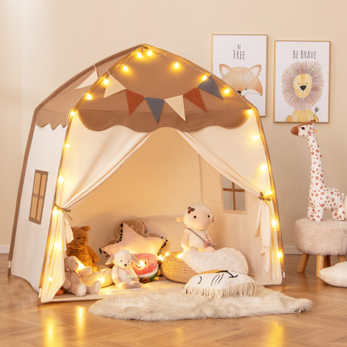 Kids Play Tent Bed Tent With String Lights Extra Large Playhouse Tent Coffee Tp10258Cf By Cw