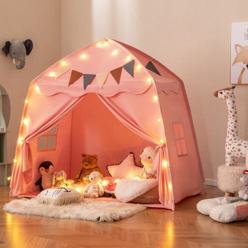 Kids Play Tent Bed Tent With String Lights Extra Large Playhouse Tent Pink Tp10258Pi By Cw