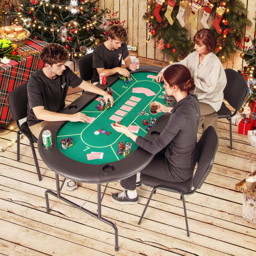 72 X 36 X 30 5 Inch Foldable Poker Table With 8 Cup Holders Green Uy10158Gn By Cw