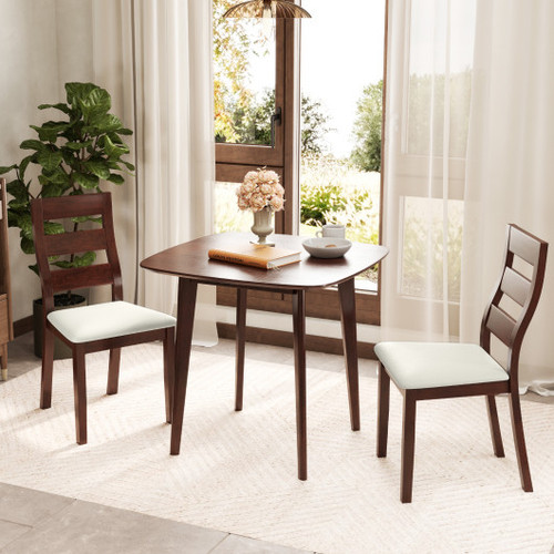 3 Piece Dining Table Set With Wooden Square Kitchen Table And 2 Chairs Walnut Kc57785Wn By Cw