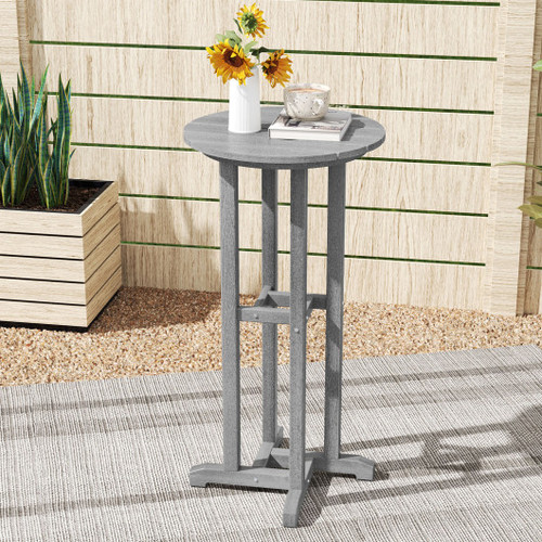 21 5 Inch Round Bar Table Patio Hdpe Bar Height Dining Table With Slatted Tabletop Gray Np12062Gr By Cw