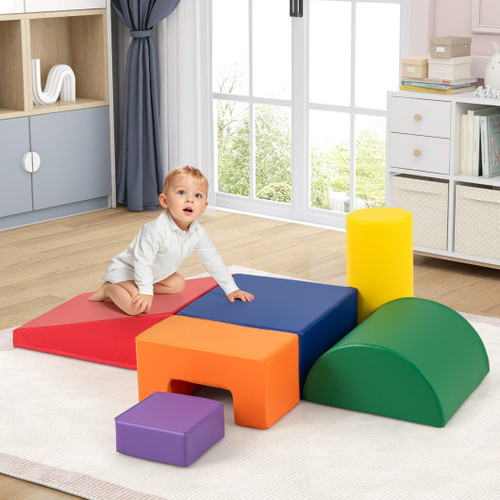 6 Pieces Foam Climbing Blocks Indoor Climb And Crawl Activity Playset With Rectangles Orange Fh10099Mx By Cw