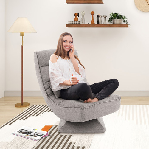 5 Level Adjustable 360 Swivel Floor Chair With Massage Pillow Gray Hv10321Gr By Cw