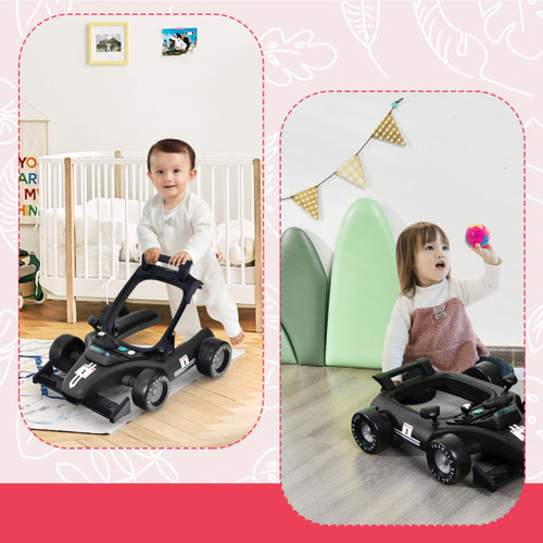 4 In 1 Foldable Activity Push Walker With Adjustable Height Black Bc10021Bk By Cw