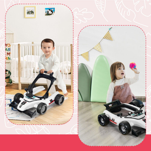 4 In 1 Foldable Activity Push Walker With Adjustable Height White Bc10021Wh By Cw