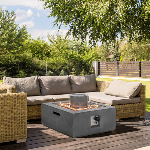 28 Inch 50000 Btu Patio Square Propane Fire Pit With Pvc Cover Gray Np10854Us Gr By Cw