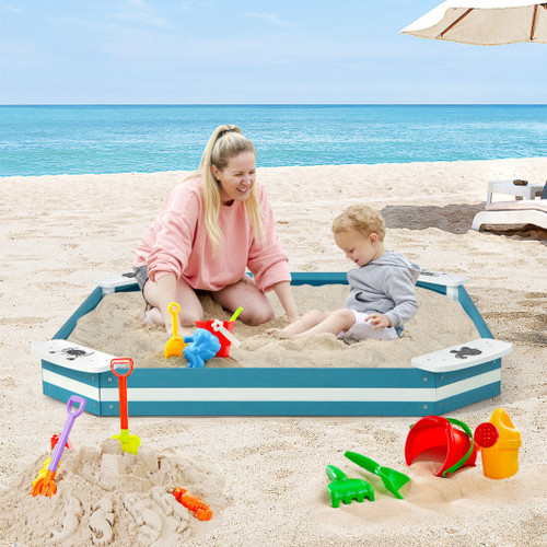Outdoor Solid Wood Sandbox With 4 Built In Animal Patterns Seats Tp10053 By Cw