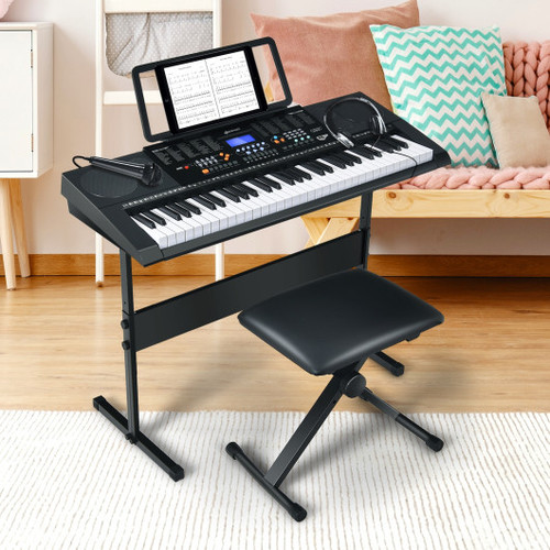 61 Key Electronic Keyboard Piano Set With Full Size Lighted Keys Mu10075Us By Cw