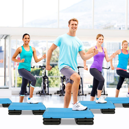 29 Inch Adjustable Workout Fitness Aerobic Stepper Exercise Platform Blue Sp35431Bl By Cw