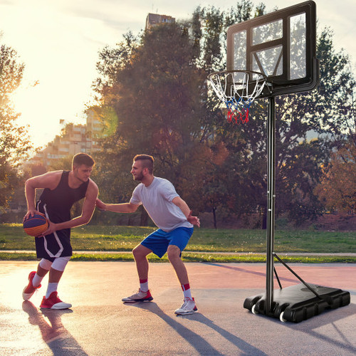 Adjustable Portable Basketball Hoop Stand With Shatterproof Backboard Wheels Sp37743 By Cw