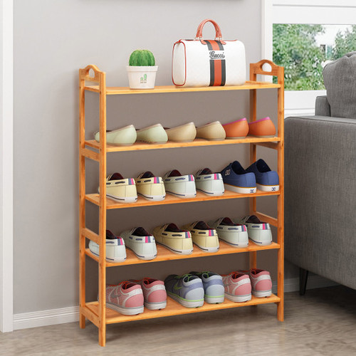 5 Tier Bamboo Freestanding Shoe Rack Natural Hw65607Na By Cw