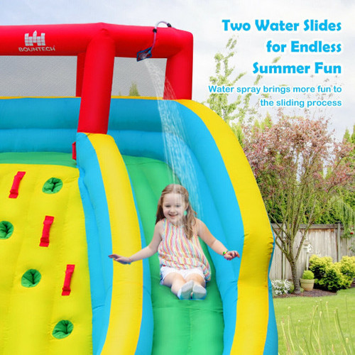 Inflatable Water Park Bounce House With Double Slide And Climbing Wall With 735W Blower Op70458 By Cw