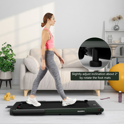 2 25Hp 2 In 1 Folding Treadmill With App Speaker Remote Control Green Sp37914Us Gn By Cw