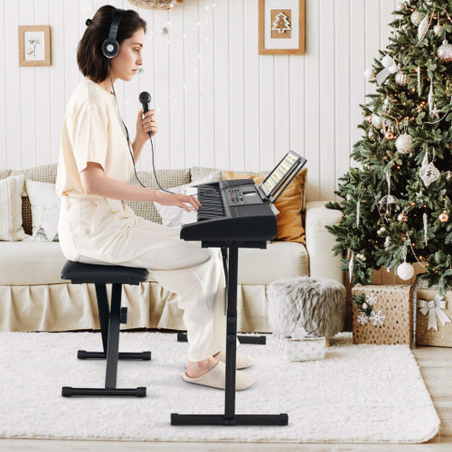 61 Key Portable Electronic Keyboard Piano With Stand And Stool Mu70009 By Cw