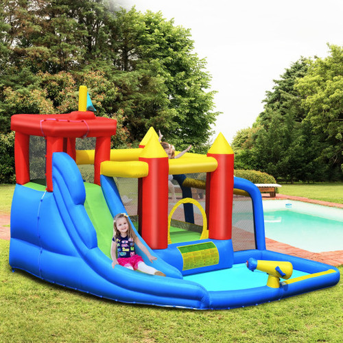 Inflatable Bounce House Splash Pool With Water Climb Slide Blower Included Op70639 By Cw