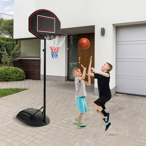 5 5 To 7 5 Ft Adjustable Portable Basketball Hoop System With Anti Rust Stand And Wheels Sp37872 By Cw