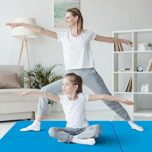 6 X 2 Ft Tri Fold Gym Mat With Handles And Removable Zippered Cover Blue Fh10093Bl By Cw