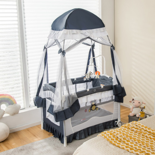 Convertible Bassinet With Removable Changing Table And Detachable Mesh Net Grey Be10018Gr By Cw