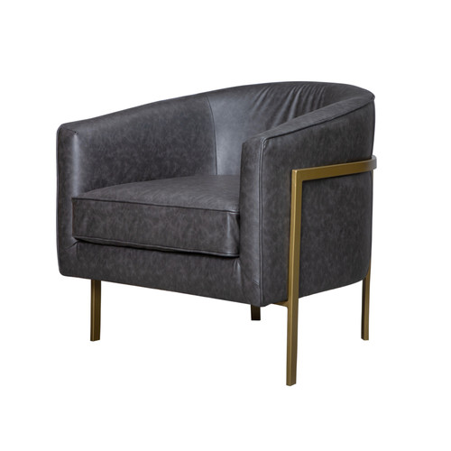 Harrod Pu Accent Arm Chair Gold Legs Vintage Midnight 1250002 Vmn By Npd