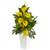 39 Calla Lily Forsythia And Mixed Greens Arrangement 1763 By Nearly Natural
