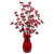16 Red Berry Artificial Arrangement In Ruby Vase 1816 By Nearly Natural