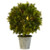 18 Pine Ball Topiary With Iron Planter And Lights 4558 By Nearly Natural
