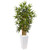 4 Bamboo Tree In White Tower Planter 5820 By Nearly Natural
