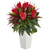 33 Mixed Anthurium Plant In White Tower Vase 6370 By Nearly Natural