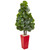 58 Fiddle Leaf Fig Artificial Tree In Red Tower Planter 9383 By Nearly Natural