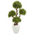 4 Four Ball Boxwood Topiary Tree In White Planter 9713 By Nearly Natural