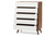 Baxton Studio Calypso Mid-Century Modern White And Walnut Wood 5-Drawer Storage Chest Calypso-Walnut/White-5DW-Chest By Wholesale Interiors