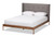 Baxton Studio Brooklyn Mid-Century Modern Walnut Wood Grey Fabric Queen Size Platform Bed BBT6653-Grey-Queen-XD45 By Wholesale Interiors