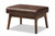 Baxton Studio Bianca Mid-Century Modern Walnut Wood Dark Brown Distressed Faux Leather Ottoman Bianca-Dark Brown/Walnut Brown-Otto By Wholesale Interiors