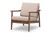 Baxton Studio Venza Mid-Century Modern Walnut Wood Light Brown Fabric Upholstered Lounge Chair Venza-Brown/Walnut Brown-CC By Wholesale Interiors