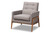 Baxton Studio Perris Mid-Century Modern Grey Fabric Upholstered Walnut Wood Lounge Chair BBT8042-Grey-CC By Wholesale Interiors