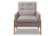 Baxton Studio Perris Mid-Century Modern Grey Fabric Upholstered Walnut Wood Lounge Chair BBT8042-Grey-CC By Wholesale Interiors