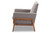 Baxton Studio Perris Mid-Century Modern Grey Fabric Upholstered Walnut Wood Lounge Chair BBT8042-Grey-CC By Wholesale Interiors