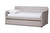 Baxton Studio Camelia Modern And Contemporary Beige Fabric Upholstered Button-Tufted Twin Size Sofa Daybed With Roll-Out Trundle Guest Bed Camelia-Beige-Daybed By Wholesale Interiors